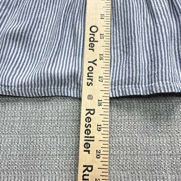 Boho Hollister Striped Tie Front Babydoll‎ Top Small Blue White Peplum Coastal - Picture 8 of 8